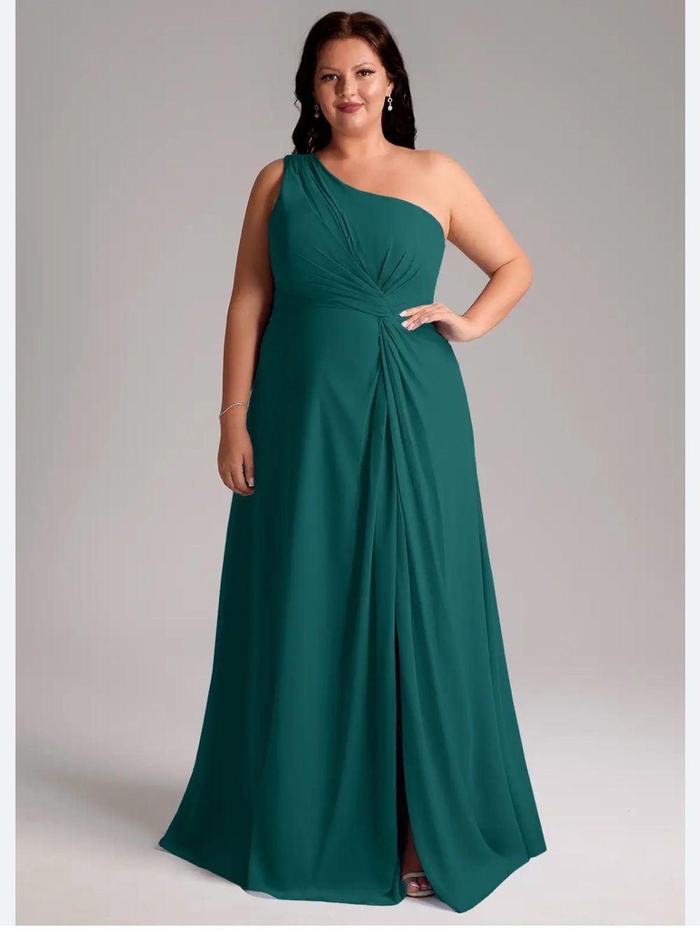 JJs House Teal One-Shoulder Maxi Gown XXL no